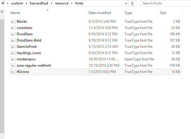 font in folder