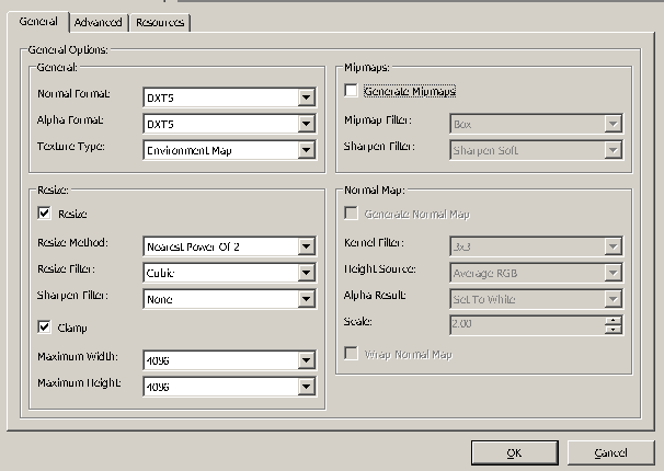 Import settings window